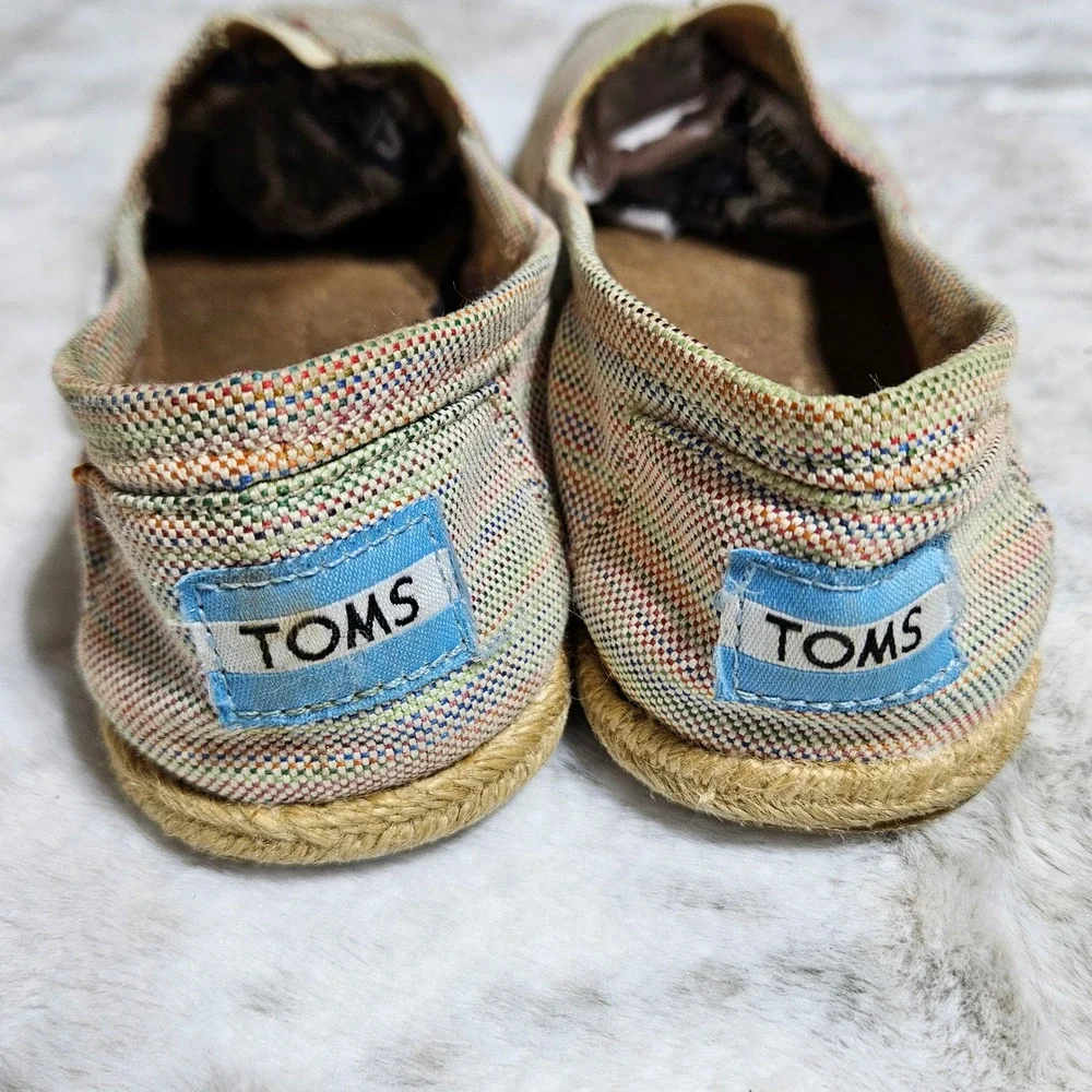 TOMS Multicolor Striped Woven Alpargata Slip On Shoes Size 5.5 Boho Espadrille